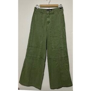 Fashion Nova Women Green Utility Wide Leg High Rise Pants S Grunge Skater Casual